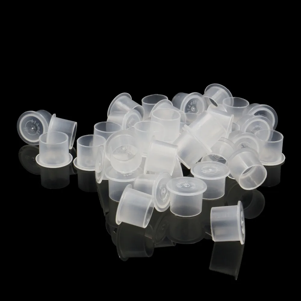 Disposable Tattoo Ink Cups 100 PCS 4 sizes Permanent Makeup Pigment Clear Holder Container Cap