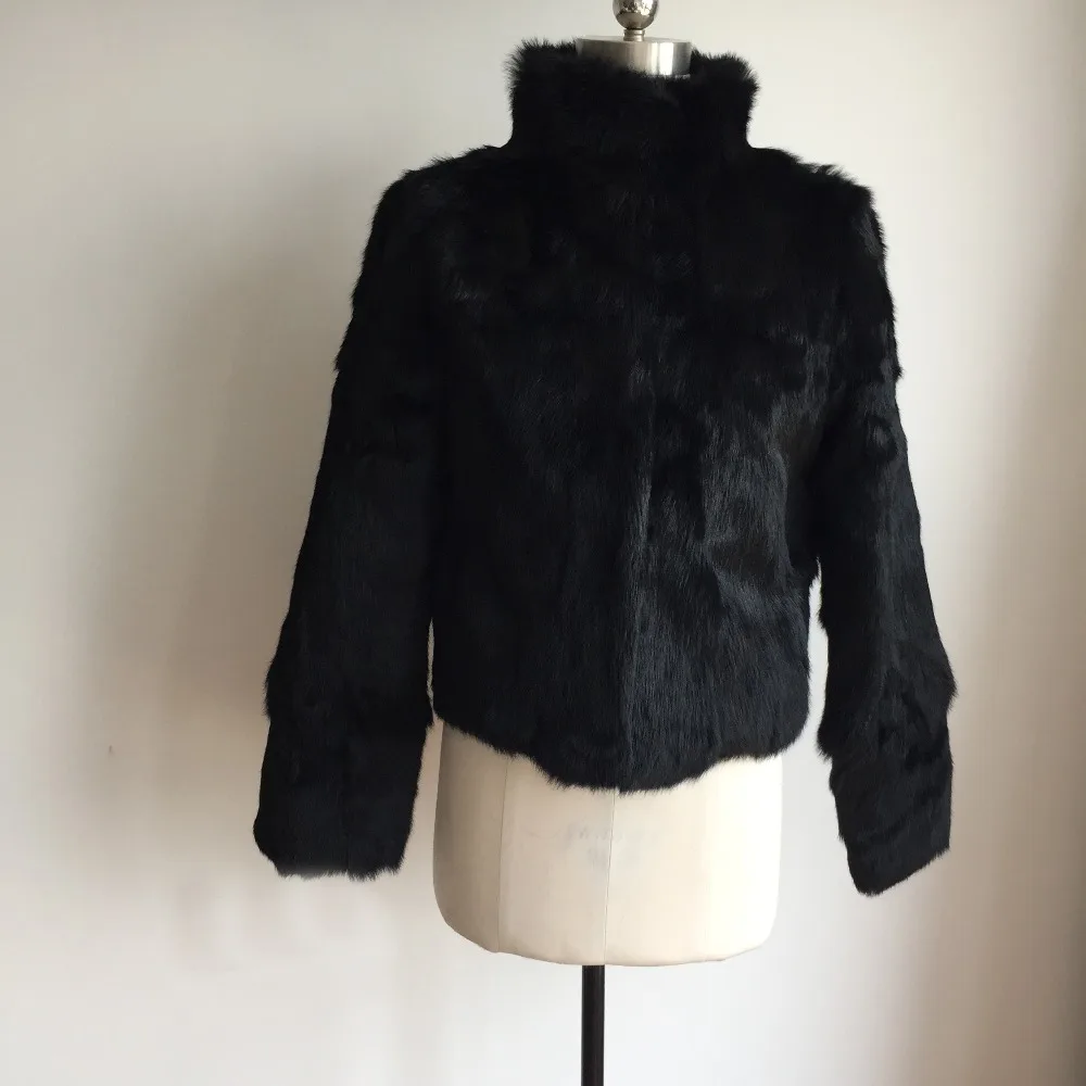 Complet Manteau Burgundy De blanc Col Montant Pur Gilet Ah267 Réel L'ensemble Veste Pelt Lapin Fourrure Plein Femmes noir Bfqxdw4