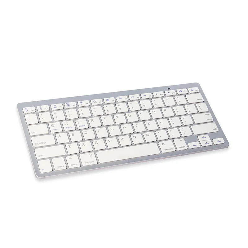 Серебристый Ультра-тонкая клавиатура Teclado с Bluetooth, бесшумные планшеты и смартфоны для Apple iPad, беспроводная клавиатура, стиль IOS, Android, Windows - Цвет: Серебристый