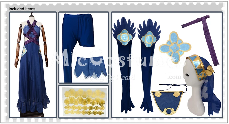 Cosplay&Ware [13]Fire Emblem Fates Conquest Azura Blue Cosplay Costume Stickers And Veil Included Anime Women Dress -Cosplay&Ware anime Shop