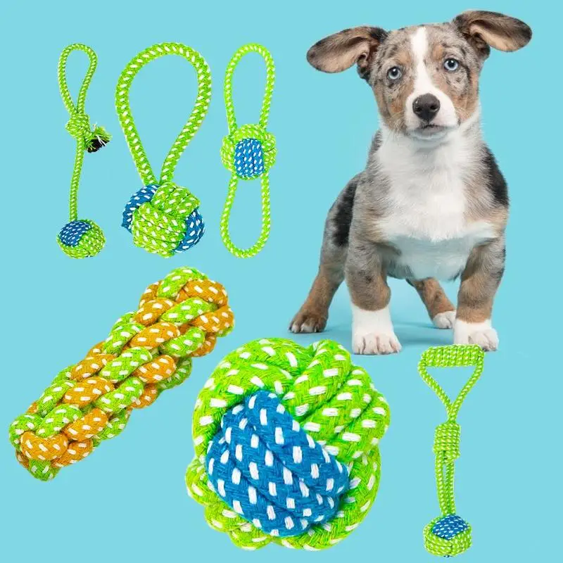 

Funny Pet Dog Cat Toys Rope Knot Playing Ball Chew Bite Resistant Teeth Cleaning Toys Puppy Kitten Supplies