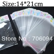 14*21 см, Толщина: 0,08 мм, 1000 шт./лот прозрачный самоклеющийся уплотнитель поли пластиковый пакет с заголовком, Пользовательский логотип Jewerly пластиковый пакет