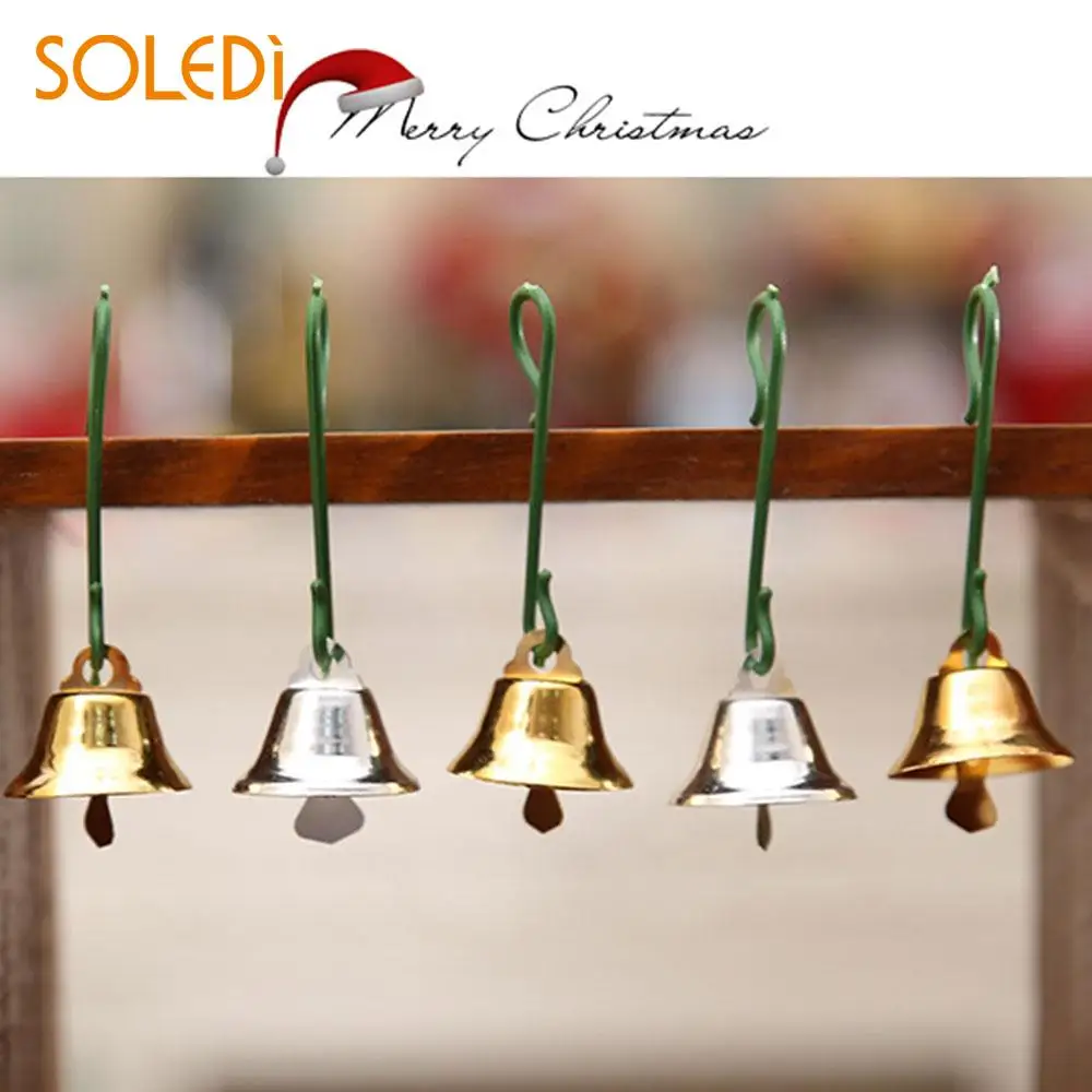 10Pcs 20mm DIY Gold Silver Cute Bells Christmas Pendants Ornament 