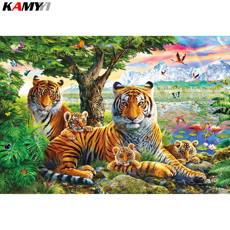 

5D DIY diamond painting cross stitch tiger Full Square Diamond embroidery Needlework Rhinestone Mosaic decor