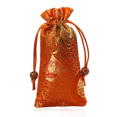 Чехол для очков в китайском стиле, сумка для хранения солнцезащитных очков с вышивкой, переносные пылезащитные чехлы для очков, тканевая сумка для очков 20*8 см - Цвет: orange