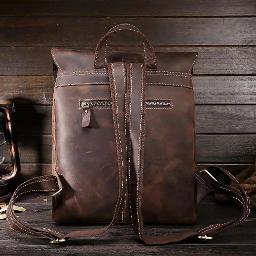 Мужской рюкзак из натуральной кожи, винтажный рюкзак для студентов и школьников, сумка для книг из натуральной кожи, Большой Вместительный рюкзак для путешествий, рюкзак