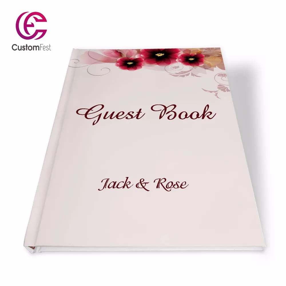 Wedding red flower personalized Guestbook GB007V