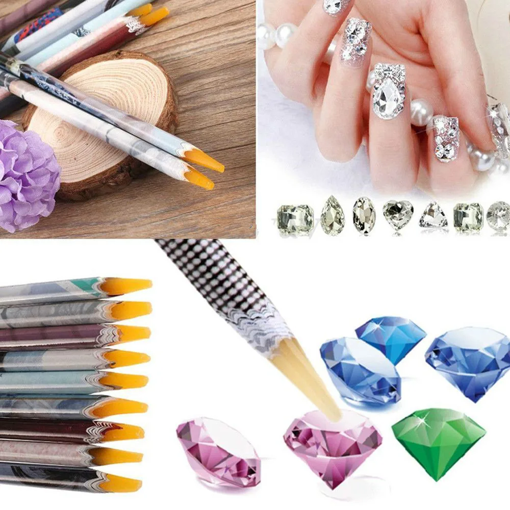 20 шт./лот Стразы Выбор Карандаш Diamond Nail Art Pen педикюр кристаллы воском маникюр