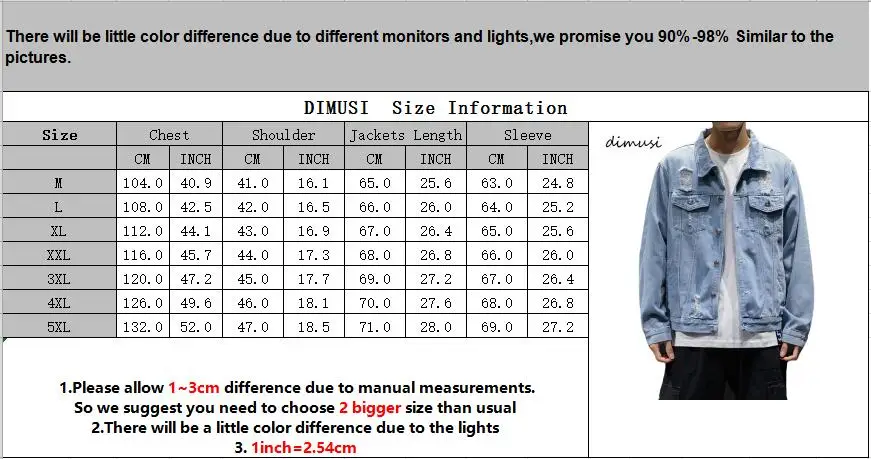 DIMUSI, Мужская джинсовая куртка, трендовая, модная, хип-хоп, уличная, рваные, джинсовая куртка, Мужская, тонкая, джинсовая куртка, ковбойские пальто, одежда, 5XL