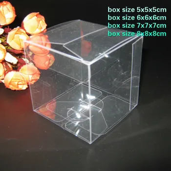 

50pcs/lot 5x5x5cm 6/7/8cm transparent clear PVC Birthday Gift Box Wedding Favor Holder Chocolate Candy display Boxes Event Sweet