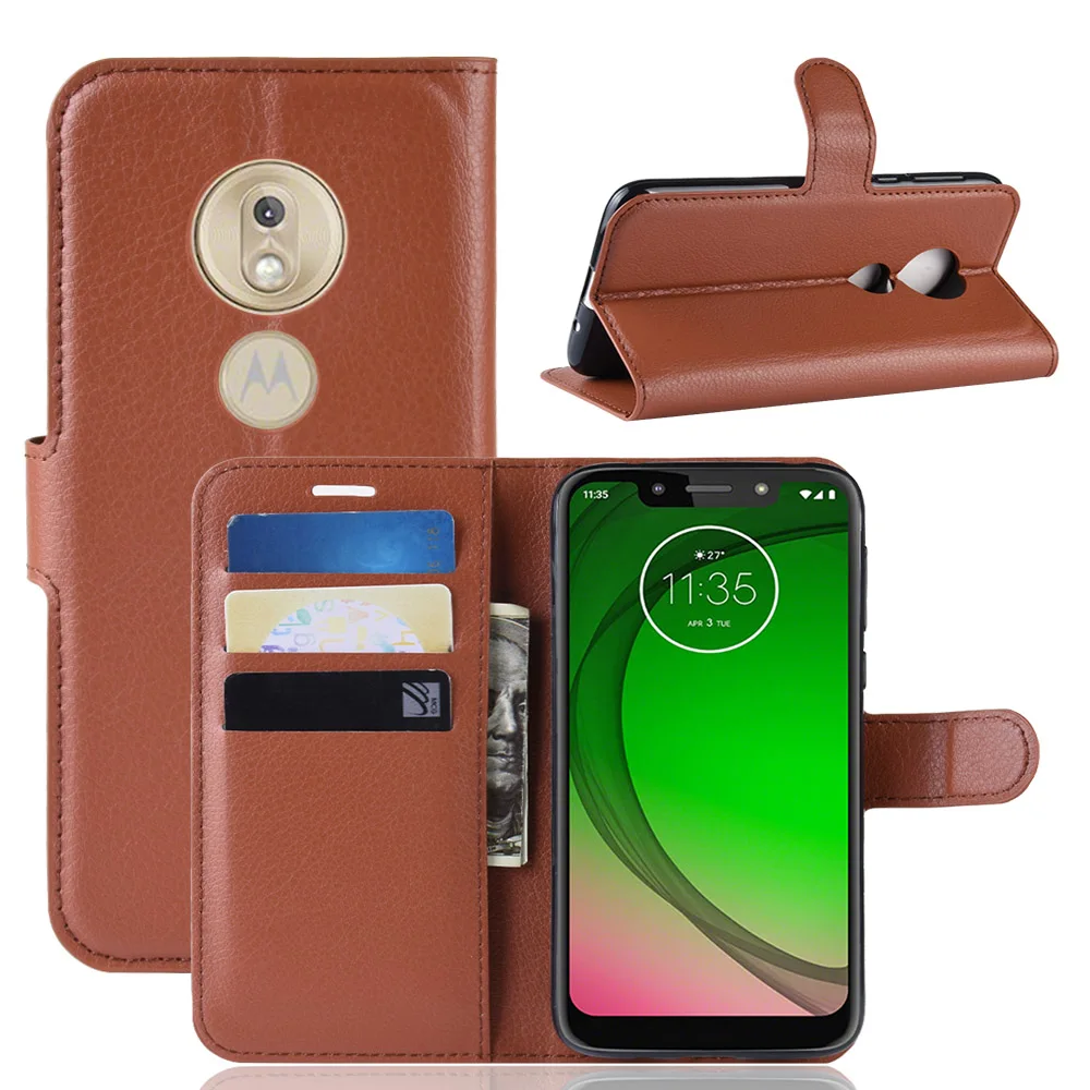 Чехол книжка из искусственной кожи с зернистой фактурой для Moto G7 Play For P40 Power