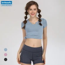 Женская Энергия Бесшовные Йога рубашки с коротким рукавом фитнес тренажерный зал Топ Активные тренировки рубашка сухой Fit компрессионный Спорт Бег футболка