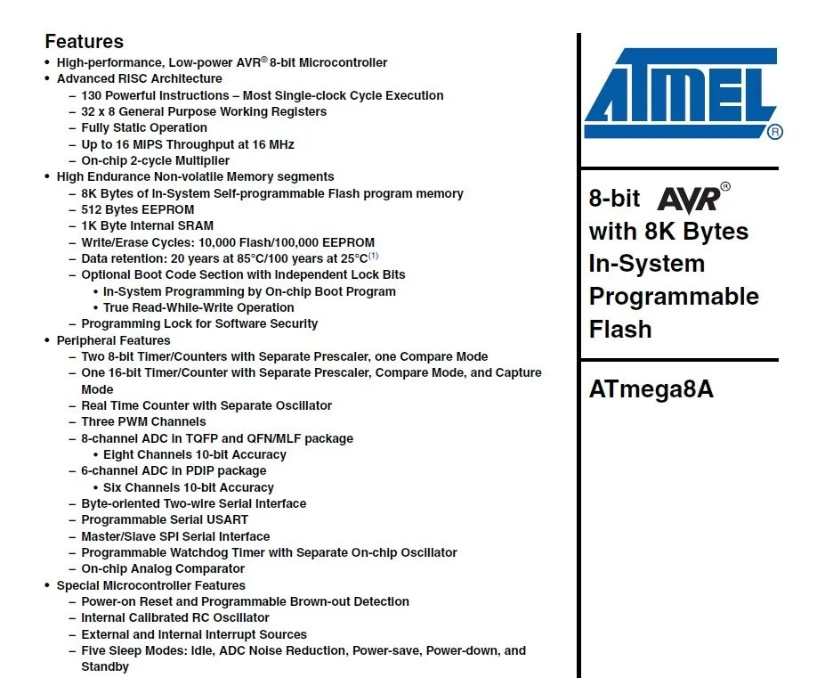 10 шт./лот ATMEGA8A-AU ATMEGA8A ATMEL TQFP-32 вместо(ATMEGA8L-8AU и ATMEGA8-16AU) Новинка и