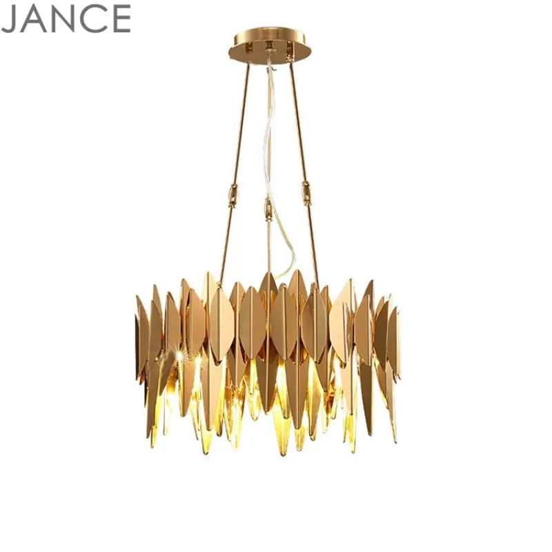 

Postmodern Atmosphere Electroplating Stainless Steel Electrophoresis Gold Living Room Golden Blade pendant lamps 110-220V