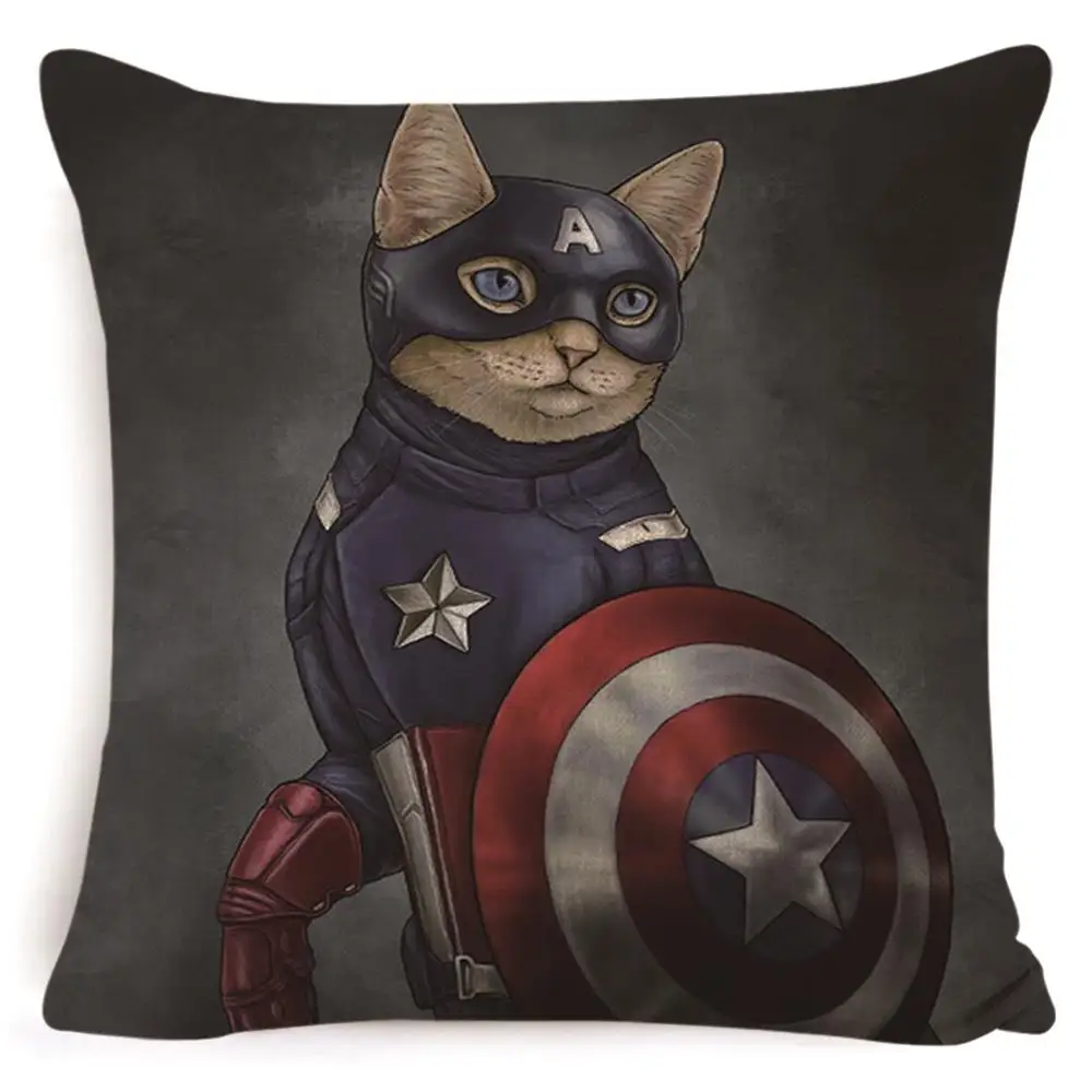 Мультяшный супергерой кошка ПЭТ льняная наволочка квадратная наволочка, Чехол на подушку домашний декор