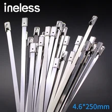 ФОТО 100pcs/lot high quality stainless steel self-locking cable ties for ship electricity 4.6mm x 250mm