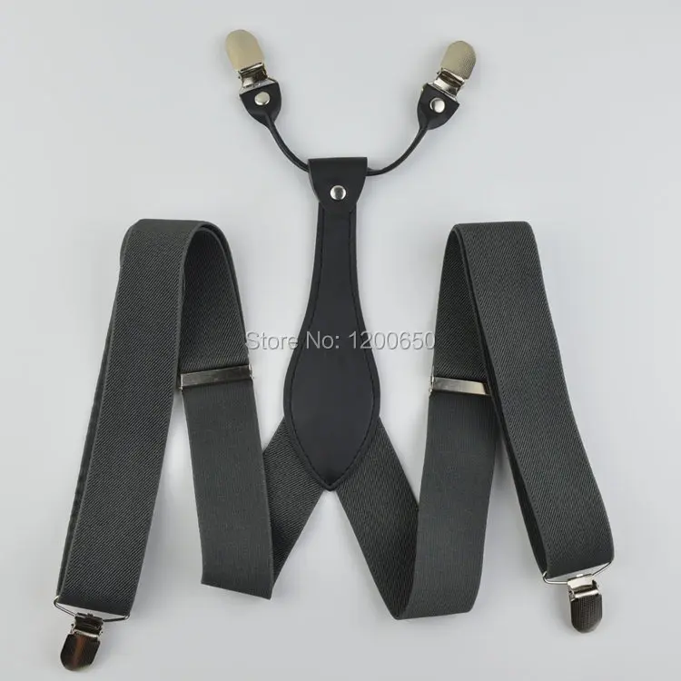 20 цветов мужские кожаные подтяжки с 4 зажимами регулируемые однотонные черные/серые/синие брюки эластичный ремень дедушка подарки 3,5 см