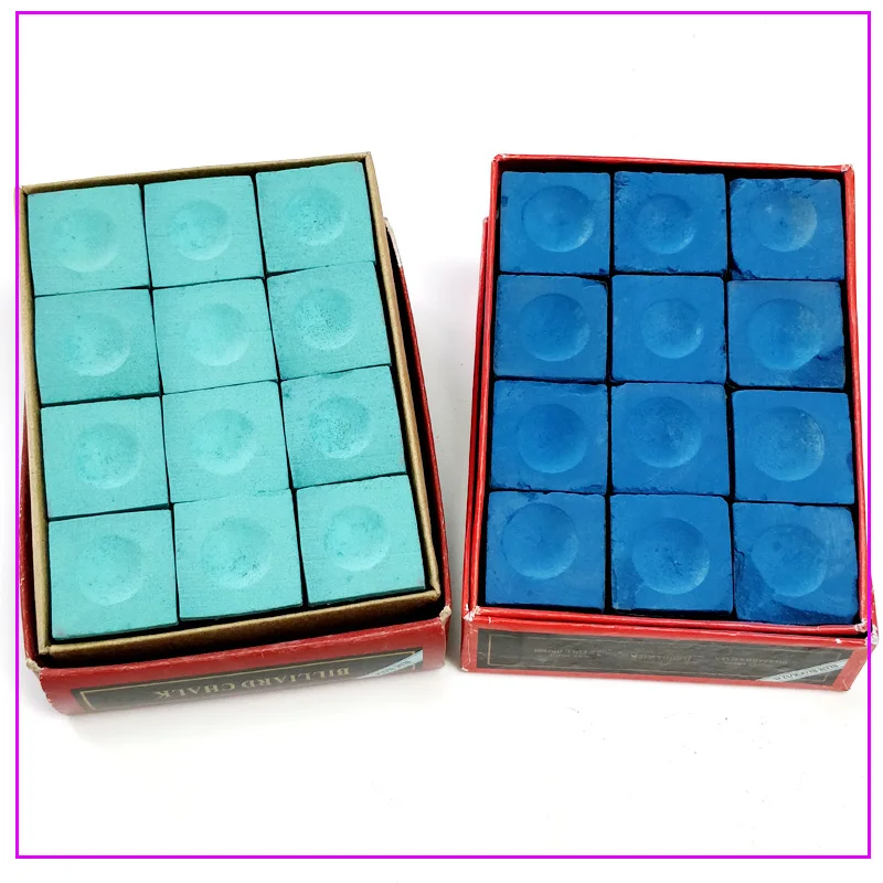 

12pcs/lot Billiard Snooker Chalk Blue Green Color Dry Medium And Oily Pool Chalks Hight Quality