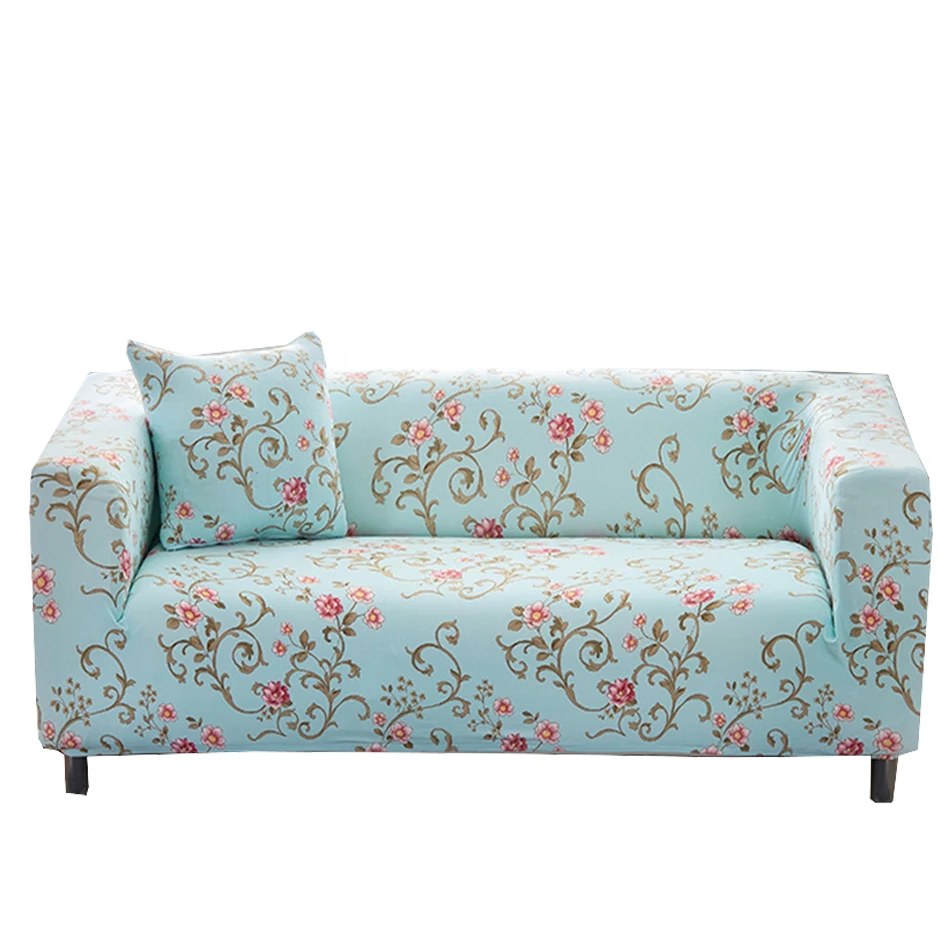 Light Blue Flower Couch Sofa Cover For Living Room