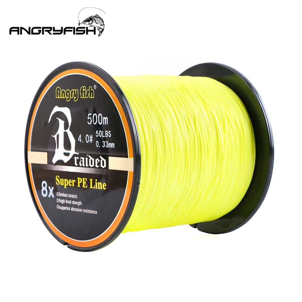 Angryfish Wholesale 500 Meters 8X Braided Fishing Line 8 Colors Super Strong PE Line 6