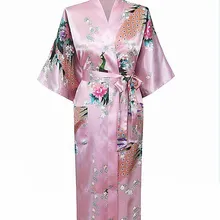 Самый популярный розовый китайский женский халат кимоно банное платье Женская Летняя шелковая ночная рубашка из искусственного шелка Mujer Pijama Размер S M L XL XXL XXXL Zh01L