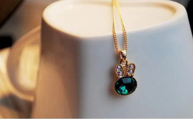 N155 Bunny Pendant Necklaces Fashion Jewelry Animal Rabbit Collares Charm Necklace Bijoux Green Crystal High Quality 2017 11 N155 Bunny Pendant Necklaces Fashion Jewelry Animal Rabbit Collares Charm Necklace Bijoux Green Crystal High Quality 2017 11