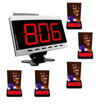 

SINGCALL Wireless Guest Calling System. for Bank,Pub Pack of 5 pcs Table Callers and 1 pc Display Receiver