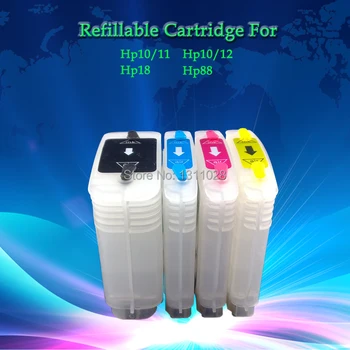 

4 PCS 1 Set Refillable ink cartridge for H10 11 ink refill kit for Business Inkjet 1000 1100 d 1100dtn with auto reset chip