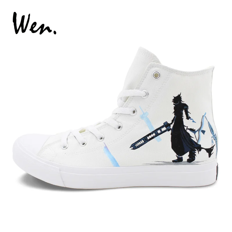 

Wen White High Top Skateboarding Shoes Men Women's Sneakers Design Final Fantasy Hand Painted Canvas Shoes