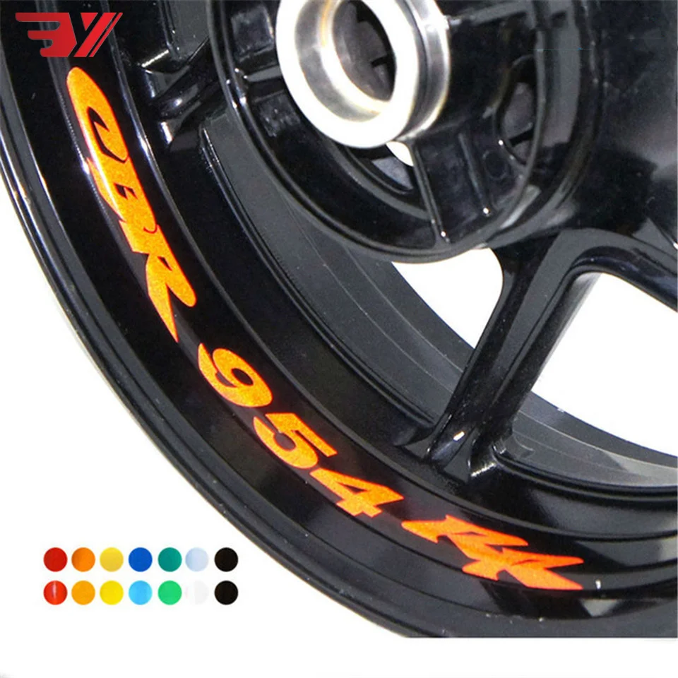 

BYSPRINT 8 X CUSTOM INNER RIM DECALS WHEEL Reflective STICKERS STRIPES FIT HONDA CBR 954 RR