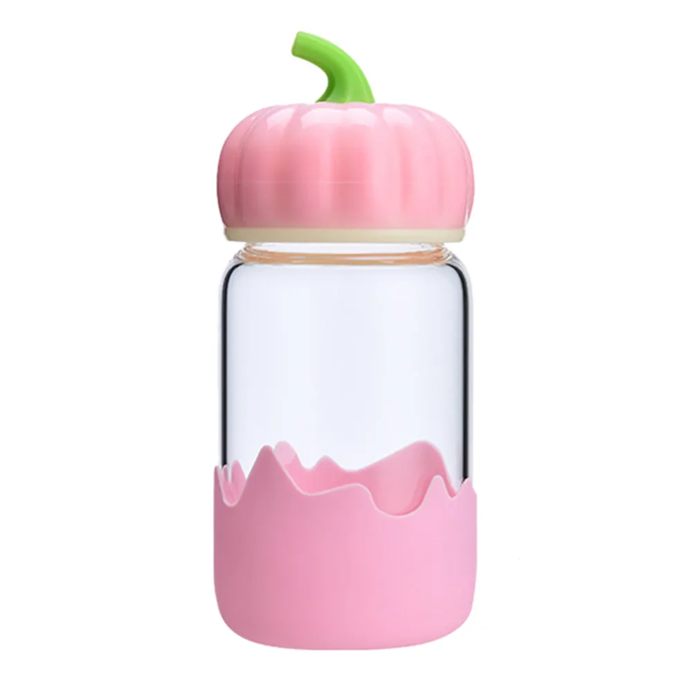 Креативная стеклянная чашка с тыквой для детей, детей, девочек, стакан для воды, прекрасная чашка для питьевой воды# XTN - Цвет: Розовый