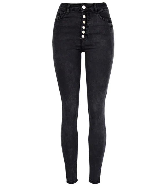 Women Black high waisted Skinny Jeans Autumn Winter woman jean pant