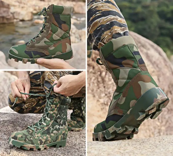 Мужские военные армейские камуфляжные ботинки на шнуровке Водонепроницаемая защитная обувь черные дезерты армейские тактические ботильоны Мужские размеры 39-46