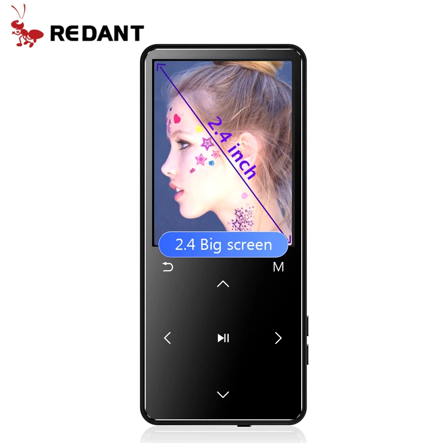 

REDANT MP3 Player with Bluetooth 2.4in screen and touch keys HiFi sport MP3 music player fm radio mini mp3 slim portable walkman