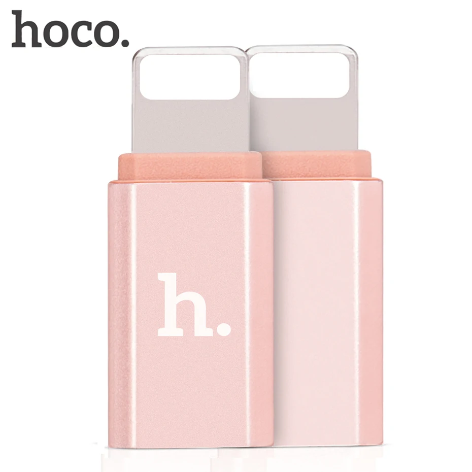 Адаптер HOCO с Micro USB на Lightning переходник Мама папа из алюминиевого сплава OTG