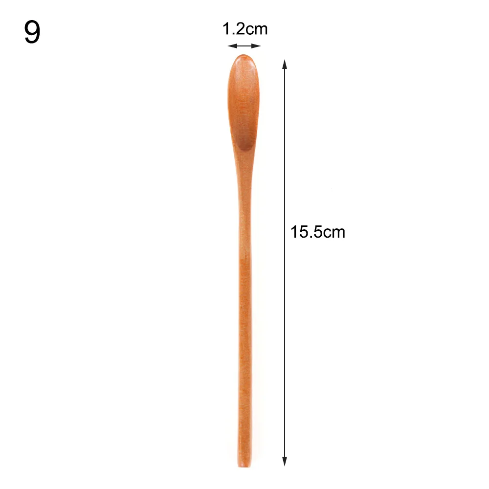 1 шт. новая кофейная Длинная Деревянная Ручка ложка обеденный суп перемешивание меда ложки для чая Nanmu краска цвет бытовые предметы посуда - Цвет: 9
