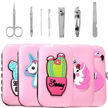 Маникюрный набор милые Мультяшные кусачки для маникюра или педикюра ребенка ногтей комплект ножницы 7 шт углеродистой Сталь ногтей ножницы для кутикулы