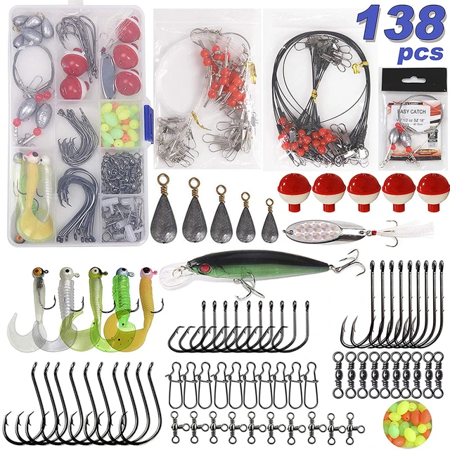 138pcs/Box Leader Rigs Saltwater Lures Spoon Sinker Weights Floats Hooks  Swivel Beach Fishing Gear Tackle - AliExpress