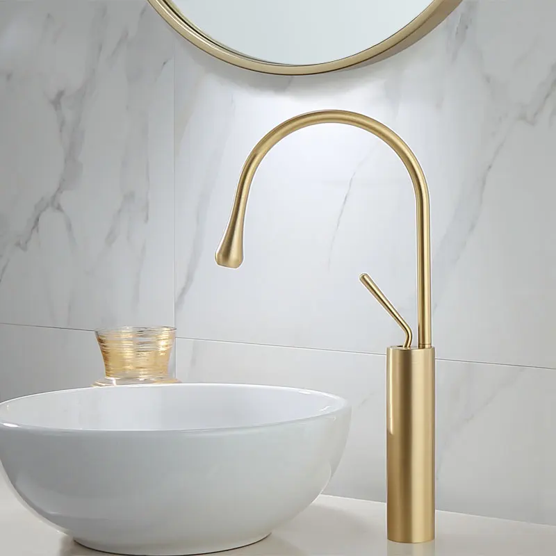 Online Becken Armaturen Gebürstet Gold Schwarz Weiß Waschbecken Wasserhahn Messing Wasserhahn Einzigen griff Küche Wasserhahn Swivel Waschbecken Wasser Kran neue Ankunft