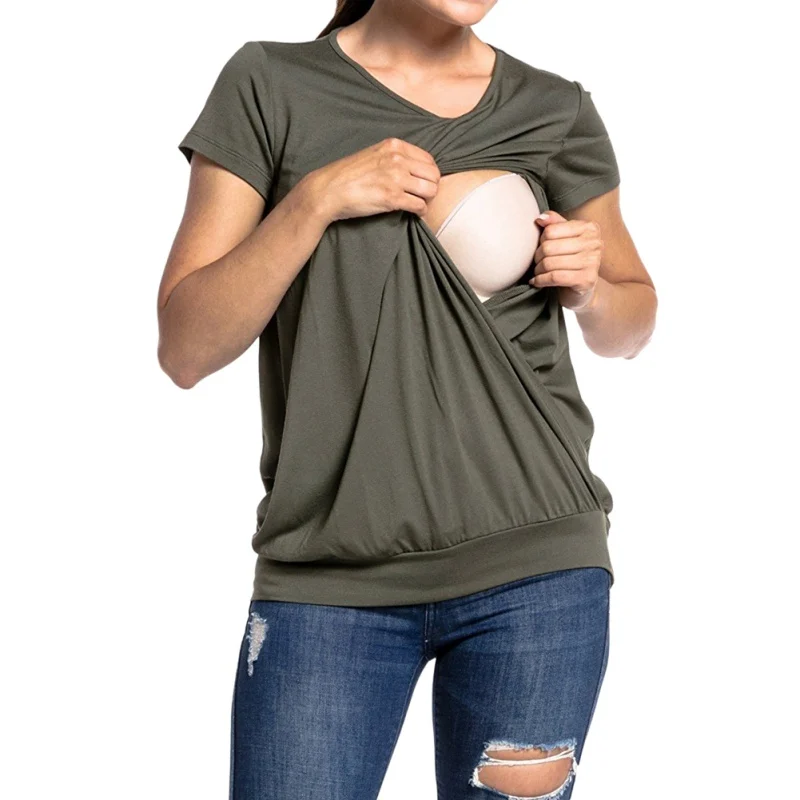 Женские топы для кормящих мам, одежда для кормящих мам, футболки с короткими рукавами для беременных и кормящих, футболки для беременных