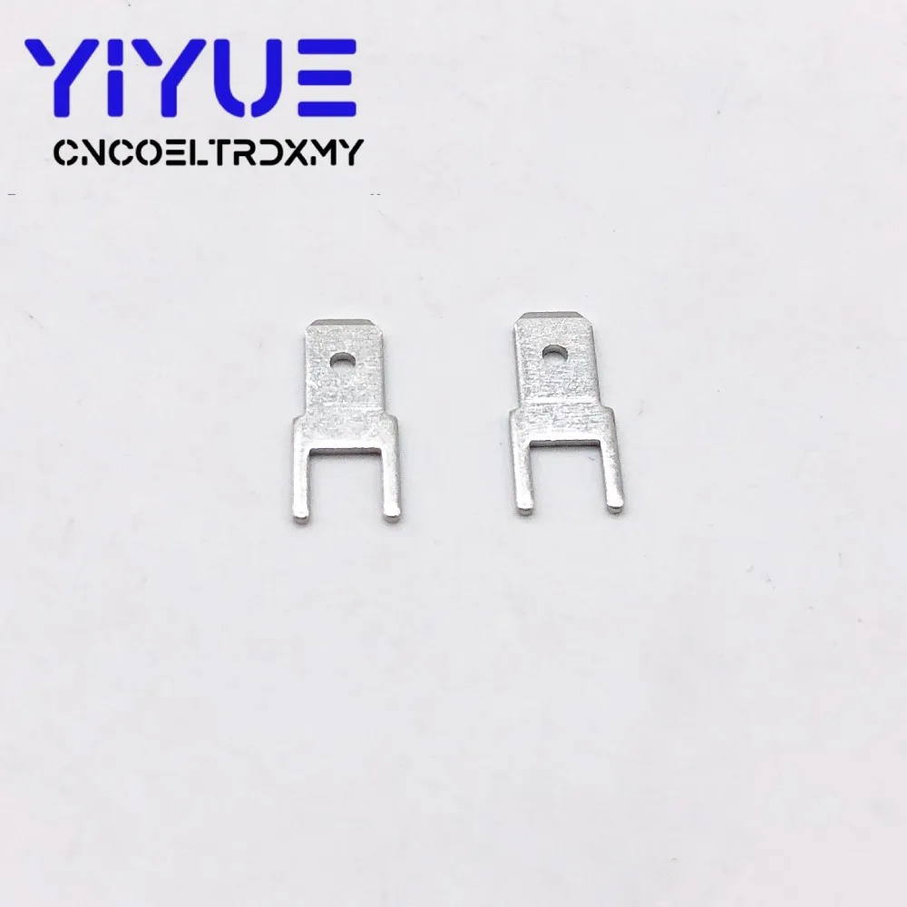 100Pcs 4.8 Inserts Plug male Terminal 250 PCB Solder lug thickness 0.8 two legs ,PCB welding sheet (4)
