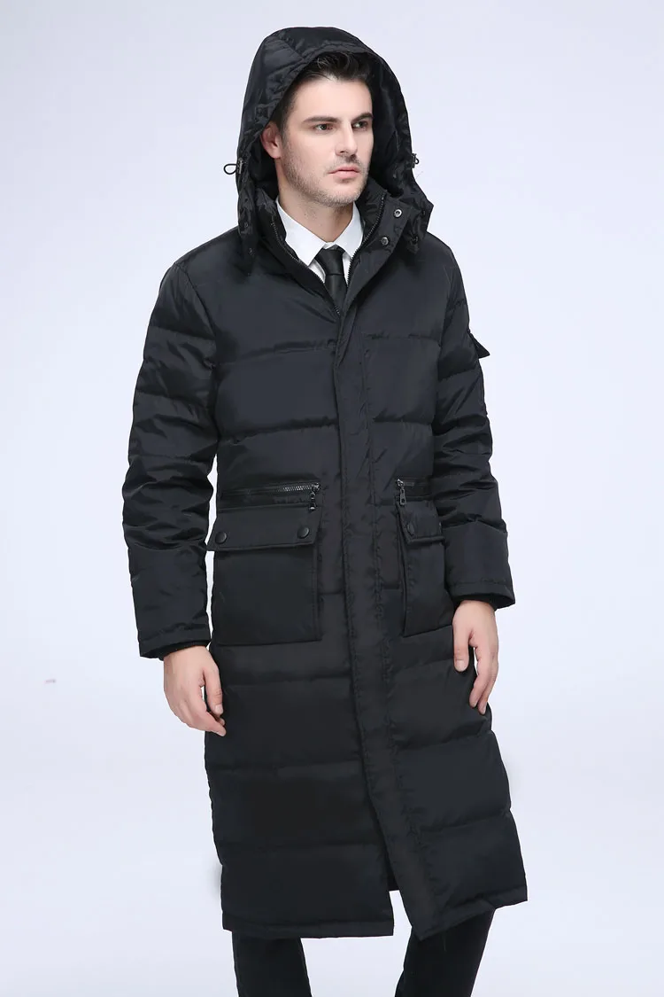 Мужская зимняя одежда модное пуховое пальто Длинная пуховая куртка парки для мужчин с капюшоном черного цвета размера плюс xxxxl 3xl 4xl