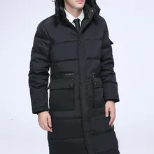 Мужская зимняя одежда модное пуховое пальто Длинная пуховая куртка парки для мужчин с капюшоном черного цвета размера плюс xxxxl 3xl 4xl