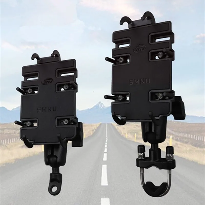  Motorcycle Handlebar Mount Kit Holder Double Socket Arm with Base Mount Rear View Mirror for Cell P
