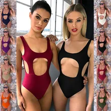 Сексуальный черный слитный купальник rivoluang, Женский бандажный купальник большого размера, Одноцветный купальный костюм с вырезами, боди, монокини