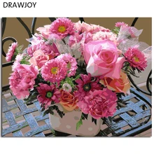 DRAWJOY цветок фотография DIY живопись по номерам живописи и Каллиграфия украшения дома для Гостиная стены