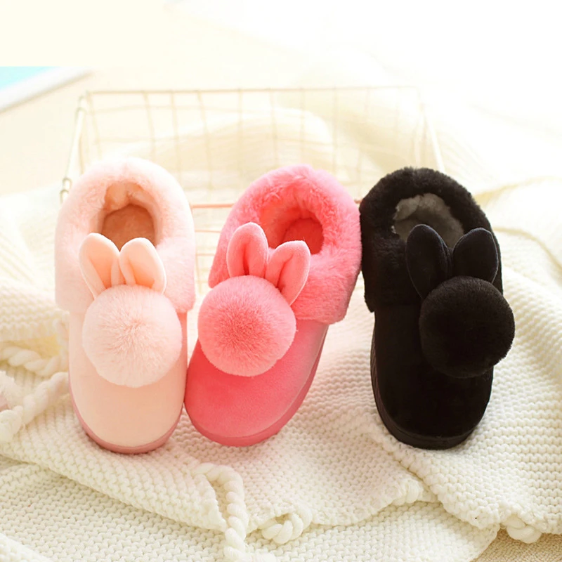 Детская домашняя мягкая обувь; детские тапочки для мальчиков и девочек; теплые весенне-зимние тапочки для мальчиков и девочек; милая детская обувь с кроликом