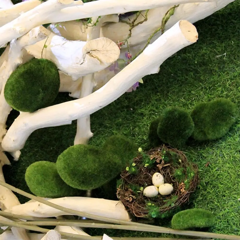 Искусственный Зеленый мох мяч поддельные камень моделирование завод декоративная окно Дисплей отель Офис растение для украшения стен