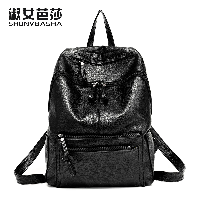 2017 Fashion Backpack Female Travel Back Packs Casual High School Bags For Teenagers Girl PU Leather