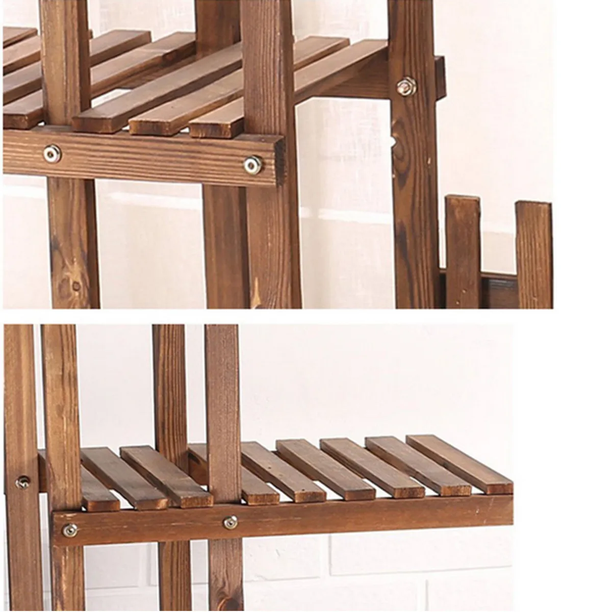 5 Tier Indoor Outdoor Wooden Plant Flower Shelf Stand Garden FlowerPlanter Rack Nursery Pot Holder Hom Balcony Display Rack